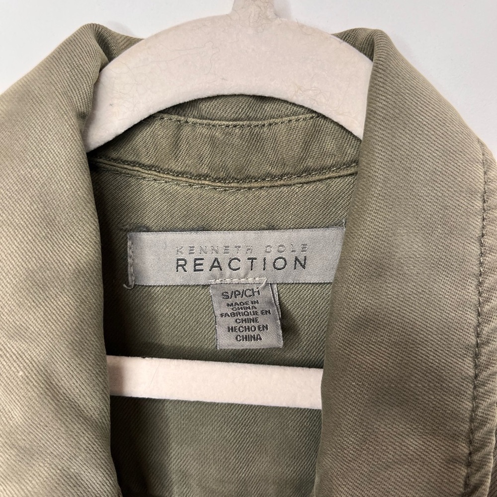 Kenneth Cole Reaction Olive Green Tencel Military Cargo Lightweight Vest Sz S - Picture 8 of 10